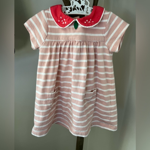 Baby Boden Other - Baby Boden Pink and White Striped Strawberry Dress